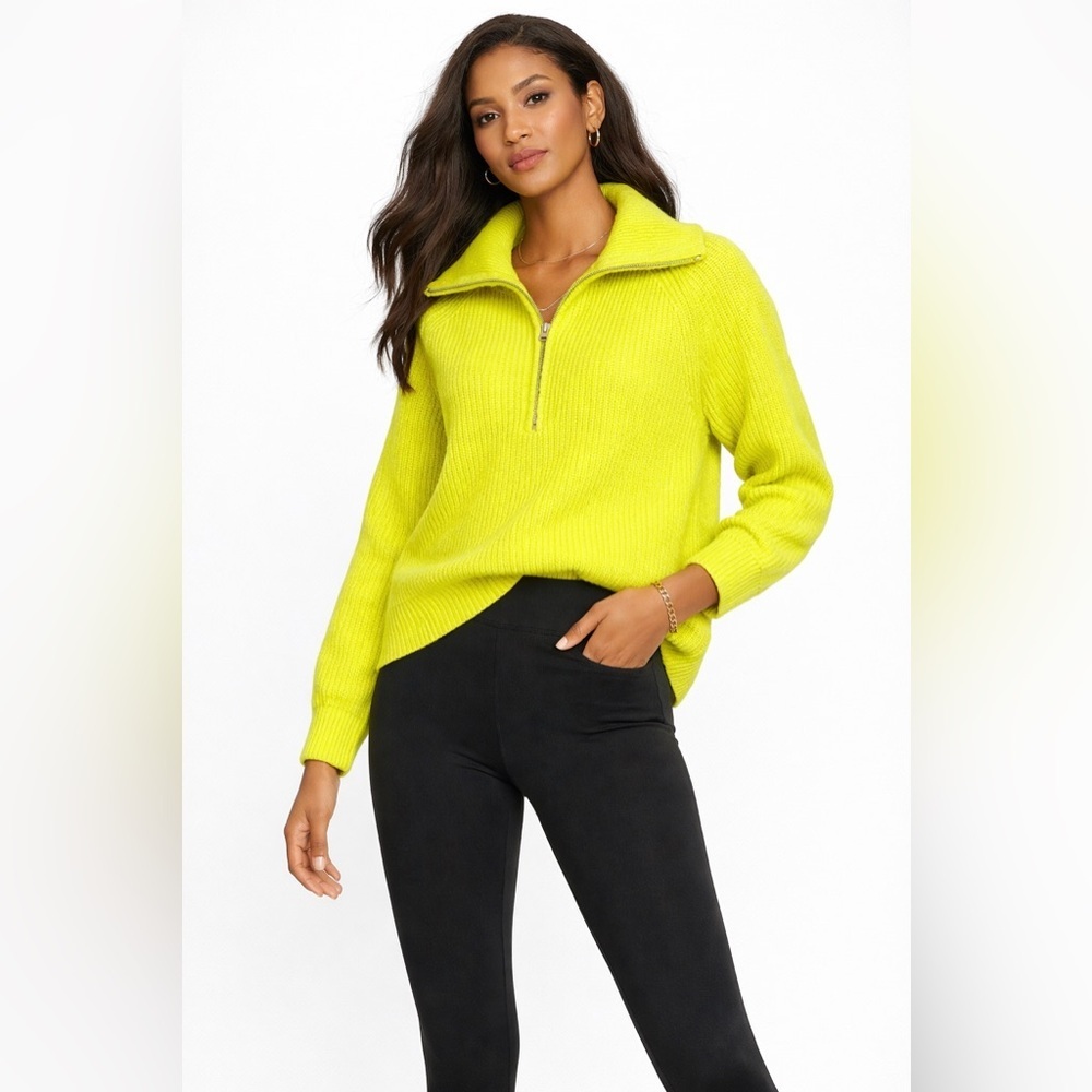 J.Crew Ribbed Oversized Half-Zip Wool Blend Sweater in Yellow Women’s Sz S
